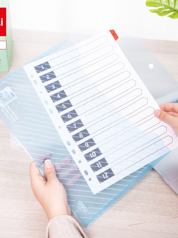 E5501 ديلي مصنف كبسة - قياس A4 - سماوي/ شفاف E5501